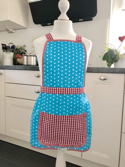 Schürze für Kinder - türkis/rot