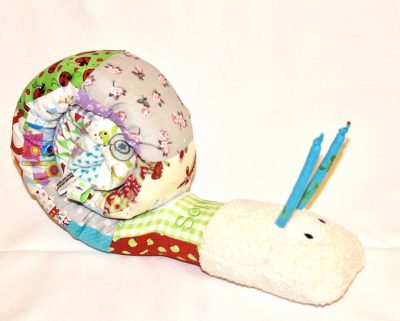 Schnecke mit Name - bunt