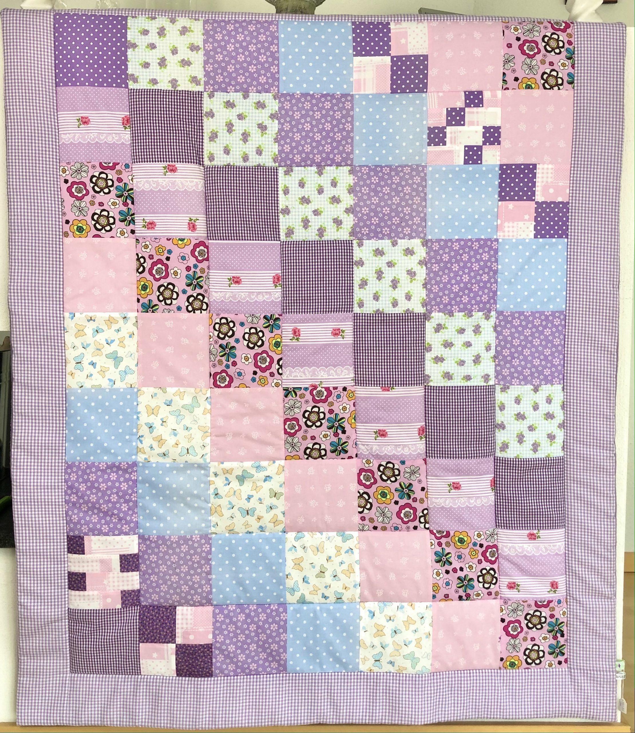 Patchwork Babydecke ohne Namen - lila 2