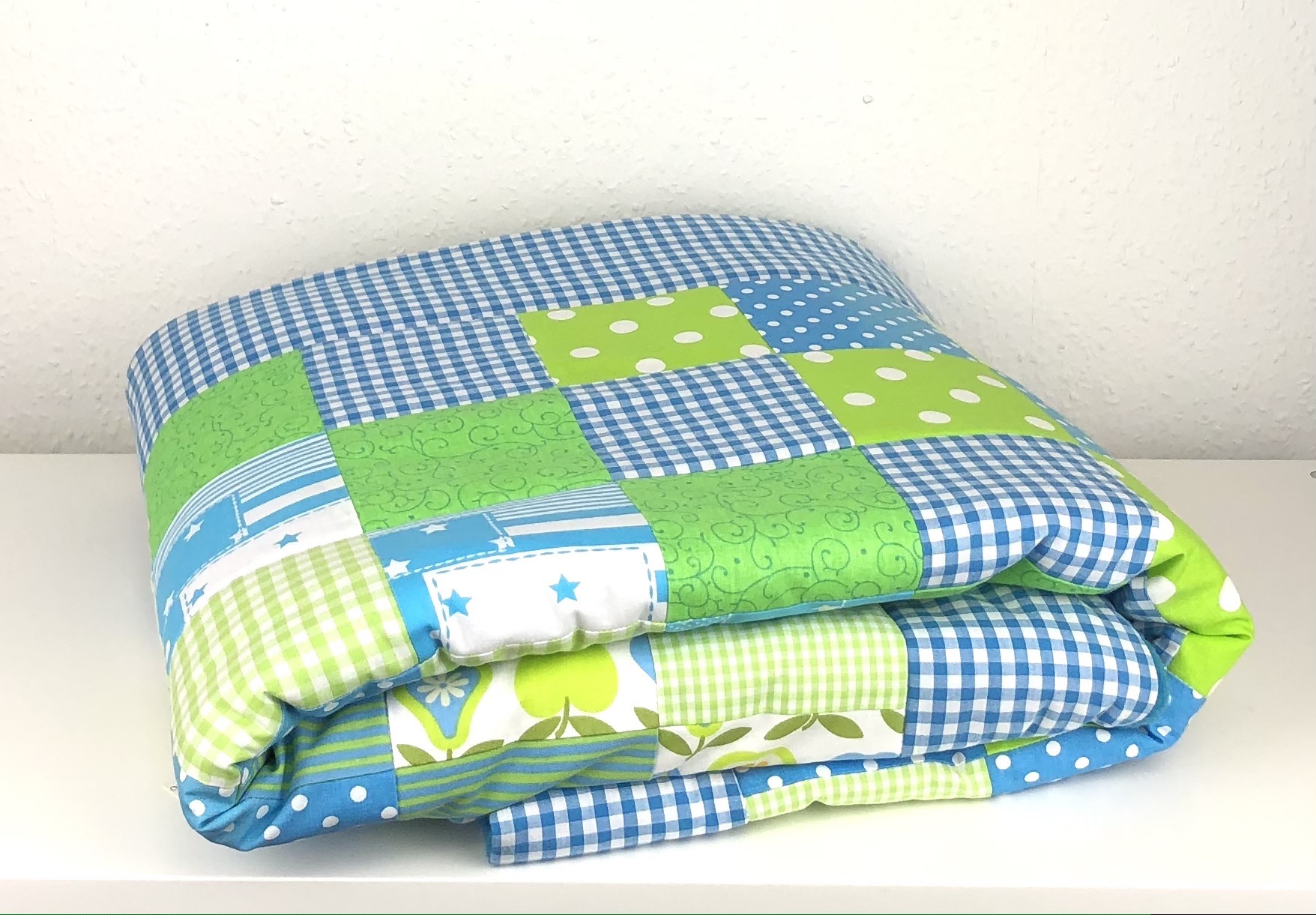 Patchwork Babydecke ohne Namen - türkis