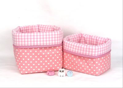 Stoffkorb-Set rosa