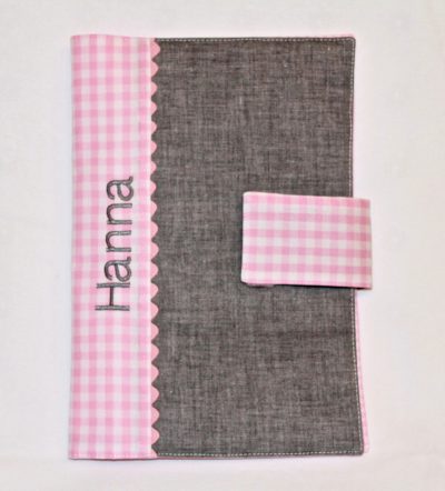 Windeletui mit Namen rosa/grau
